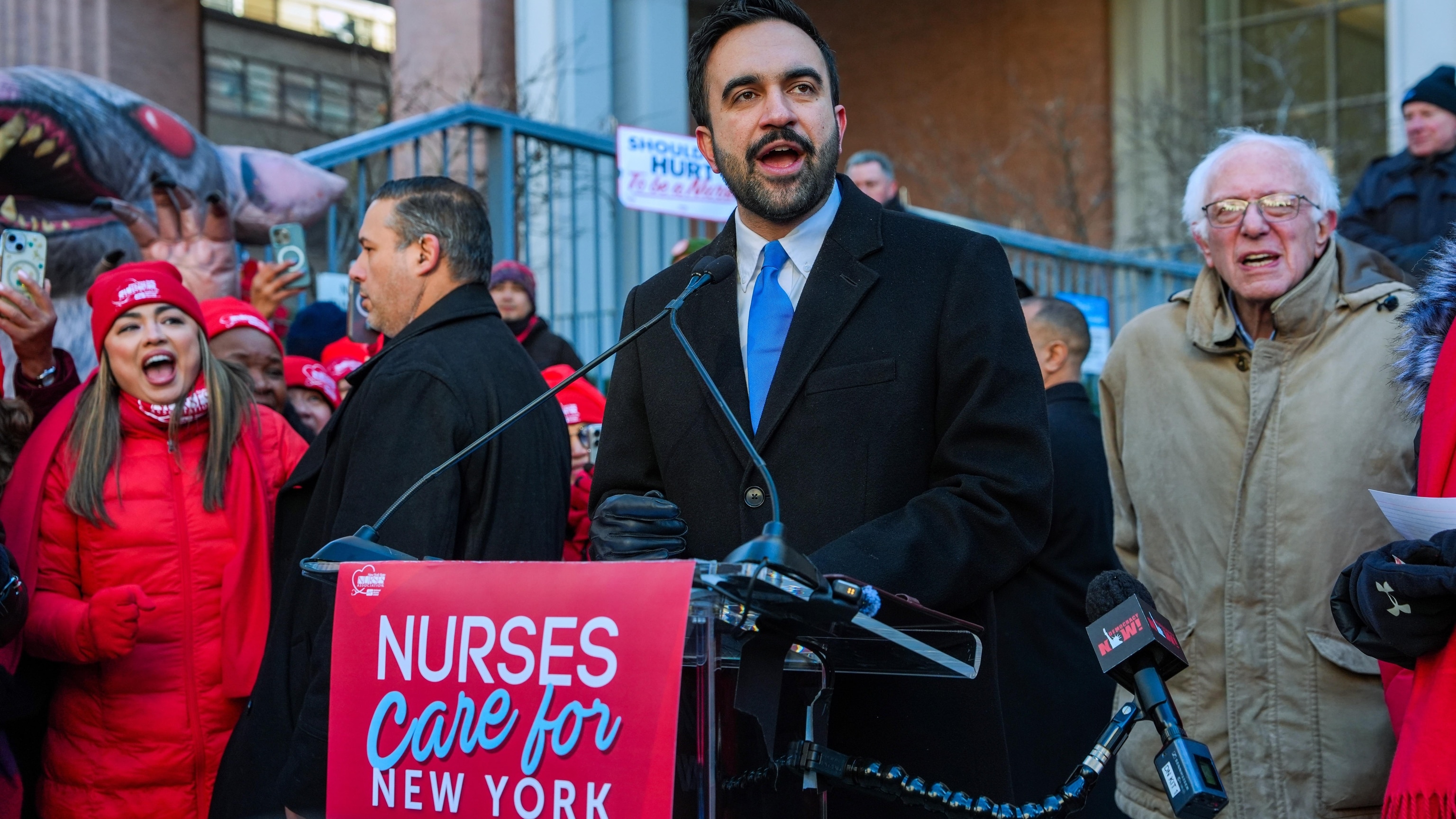 Mayor Mamdani Joins Sanders Supporting Striking NYC Nurses